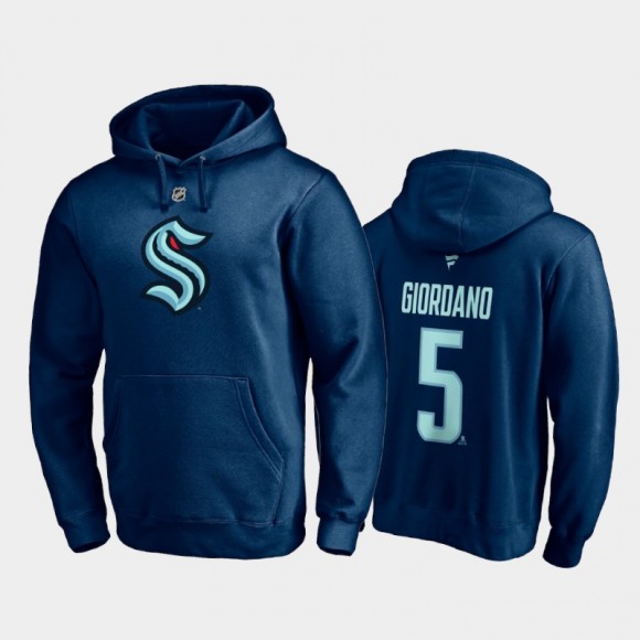 Seattle Kraken #5 Mark Giordano 2021-22 Authentic Stack Men T-Shirt Blue