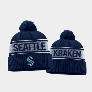 Seattle Kraken Iconic Unisex Cuffed Pom Navy Knit Hat