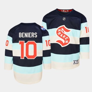 Seattle Kraken #10 Matty Beniers 2024 NHL Winter Classic Premier Player Blue Youth Jersey