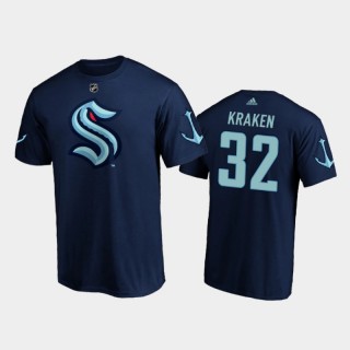 Men's Seattle Kraken 32nd Franchise Primary Logo 2021 Navy T-Shirt