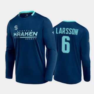 Men Seattle Kraken Adam Larsson #6 Authentic Pro Long Sleeve Locker Room Navy T-Shirt