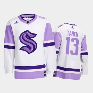 Brandon Tanev 2021 HockeyFightsCancer Jersey Seattle Kraken White Special