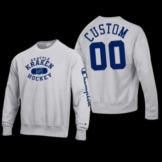 Custom Seattle Kraken #00 Champion Reverse Weave Pullover Gray Sweatshirt