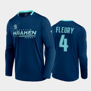 Men Seattle Kraken Haydn Fleury #4 Authentic Pro Long Sleeve Locker Room Navy T-Shirt