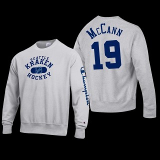 Jared McCann Seattle Kraken #19 Champion Reverse Weave Pullover Gray Sweatshirt