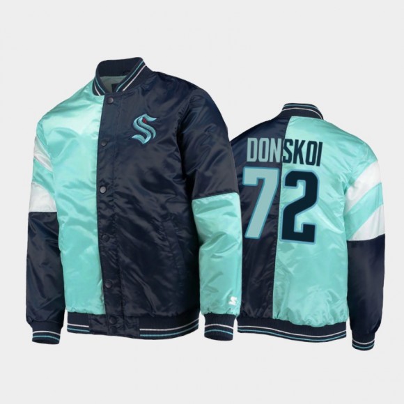 Joonas Donskoi Seattle Kraken Full-Snap Varsity Satin Blue Jacket Color Block