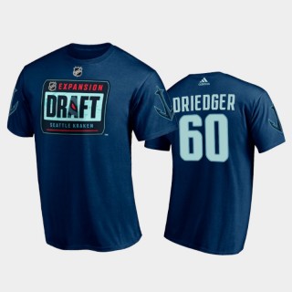 Men Seattle Kraken Chris Driedger #60 2021 NHL Expansion Draft Navy Tee