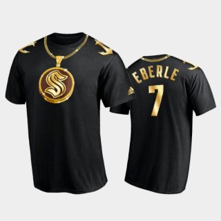 Men Seattle Kraken Jordan Eberle #7 2021 NHL Expansion Draft Black Gold Chain T-Shirt