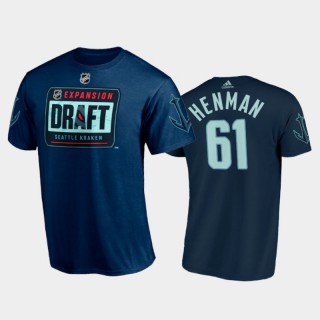 Men Seattle Kraken Luke Henman #61 2021 NHL Expansion Draft Navy Tee