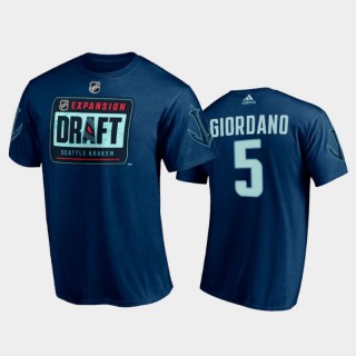 Men Seattle Kraken Mark Giordano #5 2021 NHL Expansion Draft Navy Tee