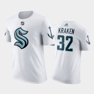 Men Seattle Kraken #32 The Eye of the Beast 2021-22 White 32nd Club T-Shirt