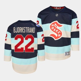 Seattle Kraken #22 Oliver Bjorkstrand 2024 NHL Winter Classic Premier Player Blue Youth Jersey